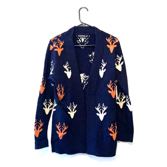 Sugarhill Boutique Sweaters - Long Cardigan with reindeer print